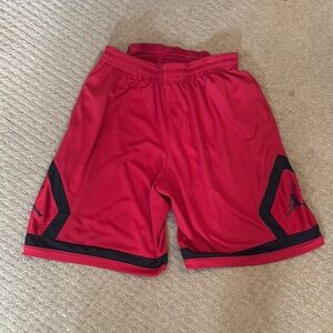 Jordan Red and Black Athletic Shorts with Geometric Design